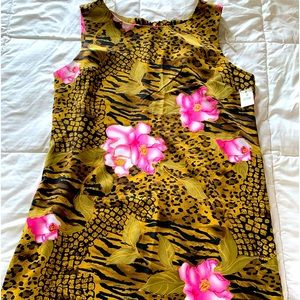 NWT Woman’s floral & animal print size 14 thigh high sleeveless zip up dress